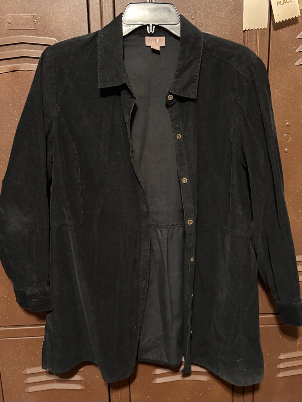 J Jill Black Corduroy Button-Up Shacket